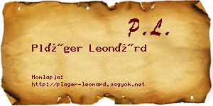 Pláger Leonárd névjegykártya